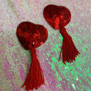 Red Nipple Pasties,burlesque Pasties,heart Nipple Cover With Blue