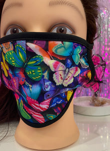 Multi Colour Butterflies Face Mask - Large Fit