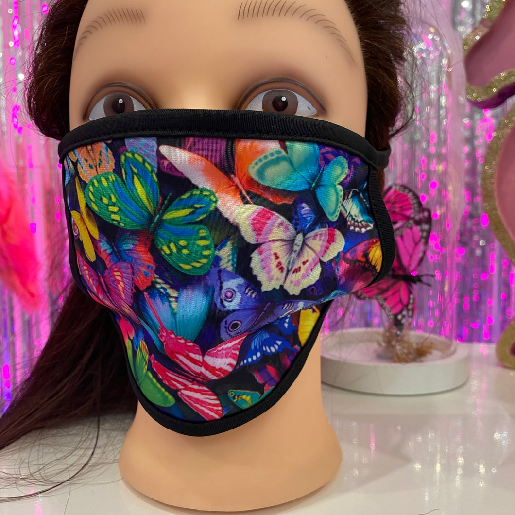 Multi Colour Butterflies Face Mask - Large Fit