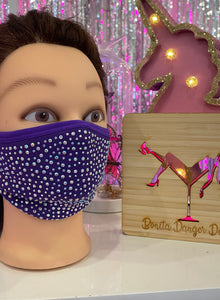 Rhinestone Face Mask - Purple with Crystal AB Rhinestones