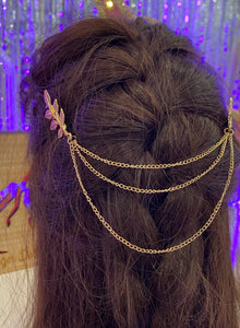 Gold Leaf Hair Accessory With Chains